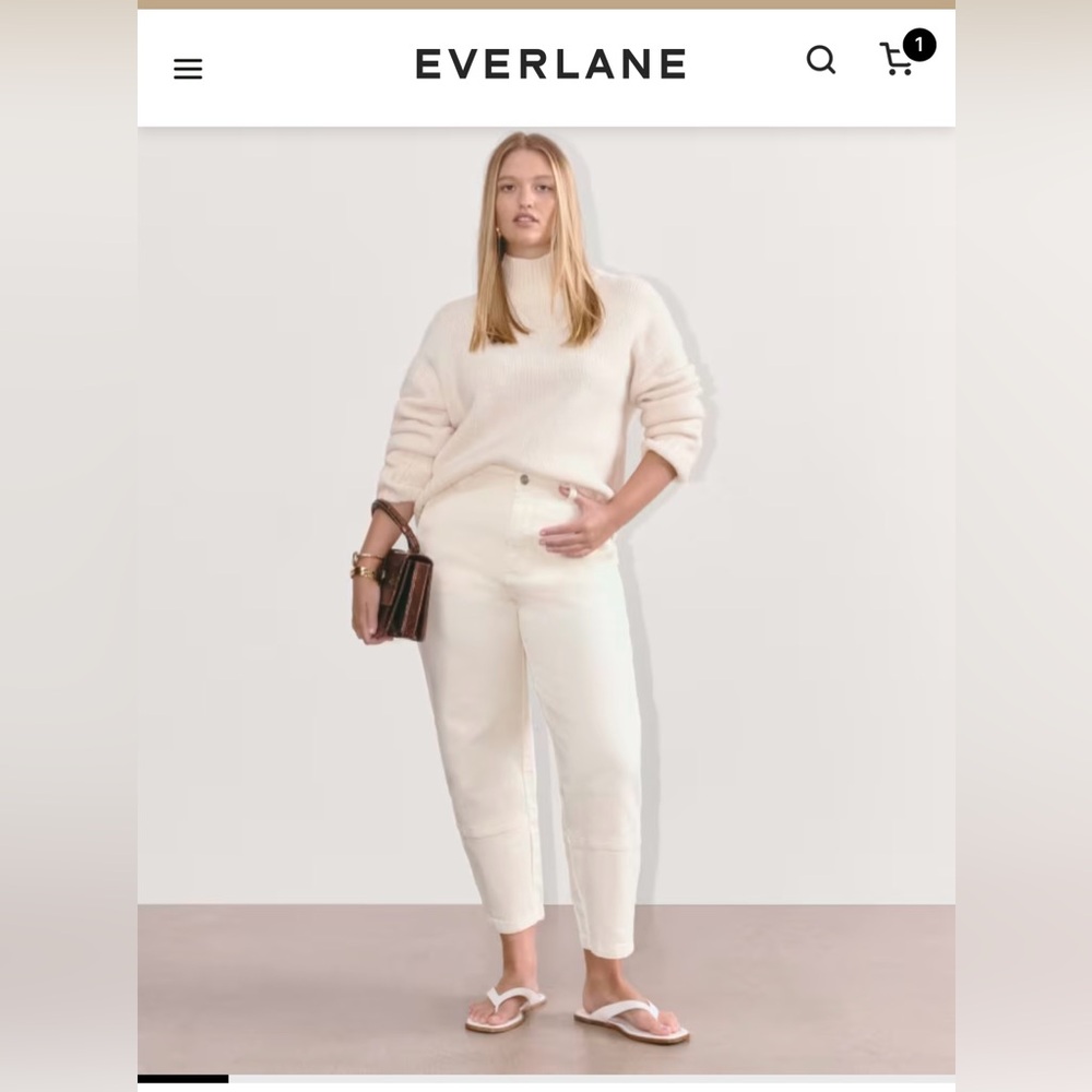 NWOT Everlane Barrel Pants, white, size 6